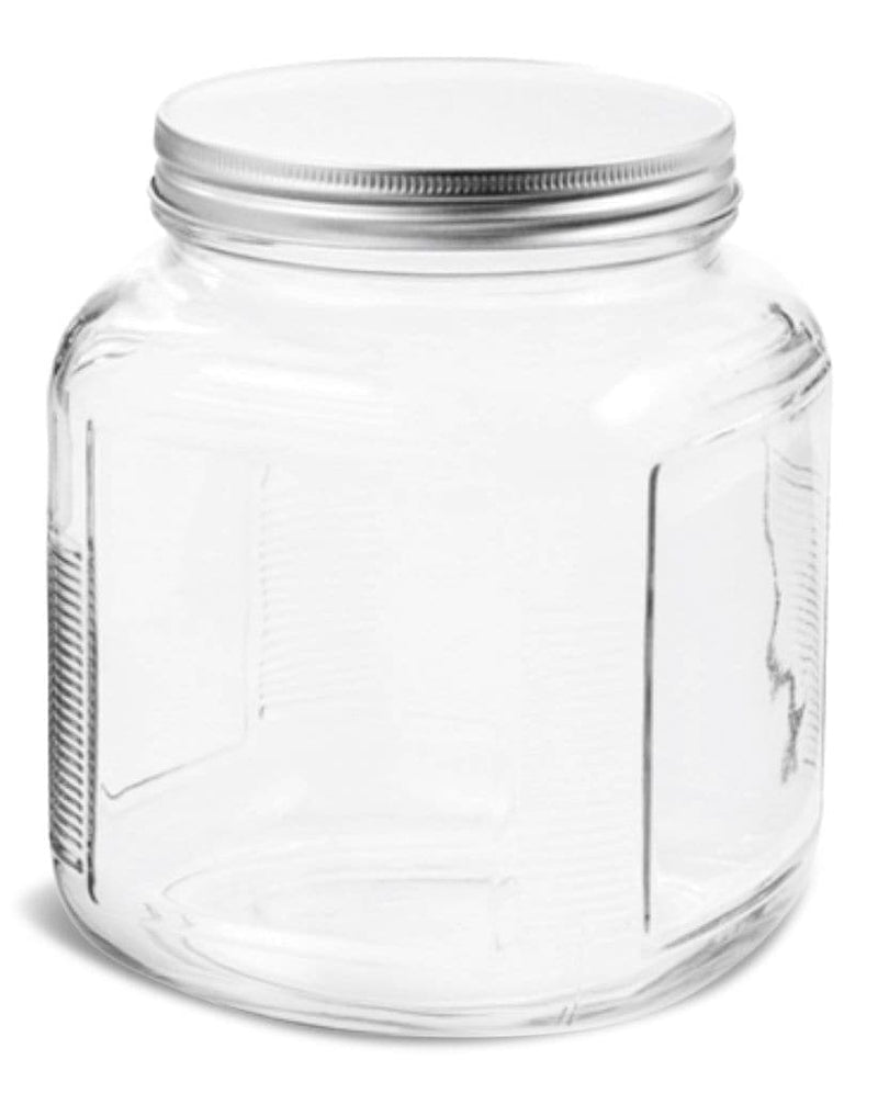 Cracker Glass Food Storage Jar with Silver Lid, 2-qt, Clear & Durable Glass F9R8