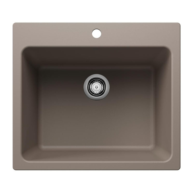 Liven SILGRANIT 25-in Single Bowl Dual Mount Laundry Sink, Truffle I5K3