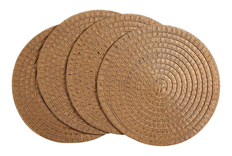 Crochet Natural Placemats, Round, Hand-woven, 4-pk P1V9
