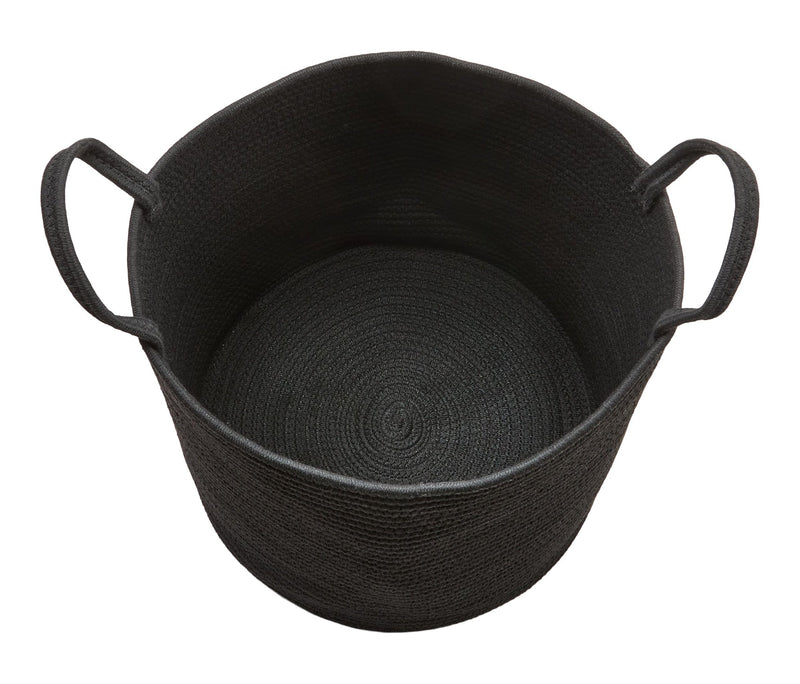 Finn Woven Cotton Rope Storage Basket, Black M8I0