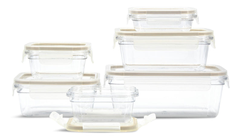 Clear Clip Lid Food Storage Container Set with Tritan Base, Nestable, 6 Count Q3I6