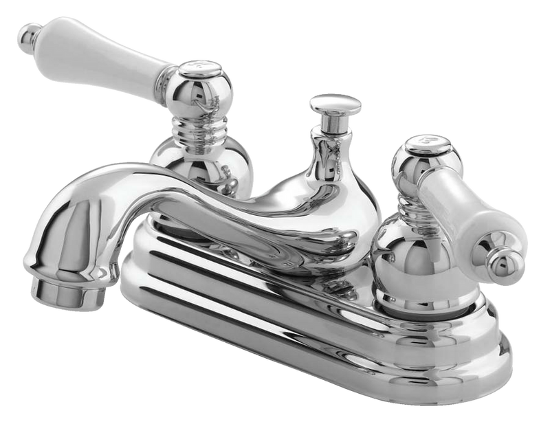 Sheridan Double Handle 4-in Centreset Bathroom Sink Faucet with Pop-Up Drain, Chrome E1R1