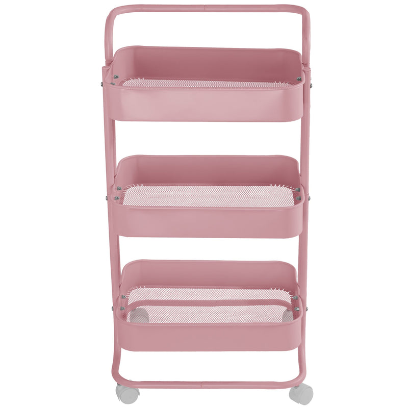 Living Three-Tier Utility Cart, Pink C6X7