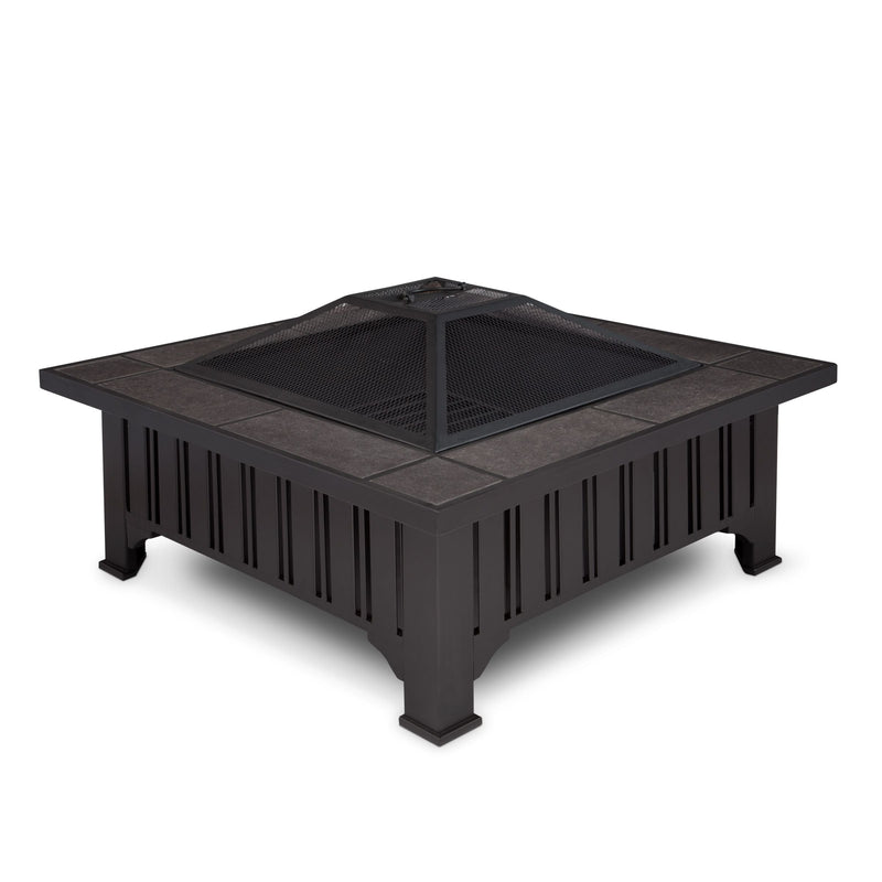 Square Wood Burning Fire Pit in Black, 34-in M9N2