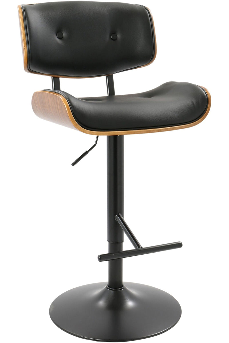 Lombardi PU Leather Swivel Counter/Bar Stool Adjustable Height, Walnut/Black H1N1