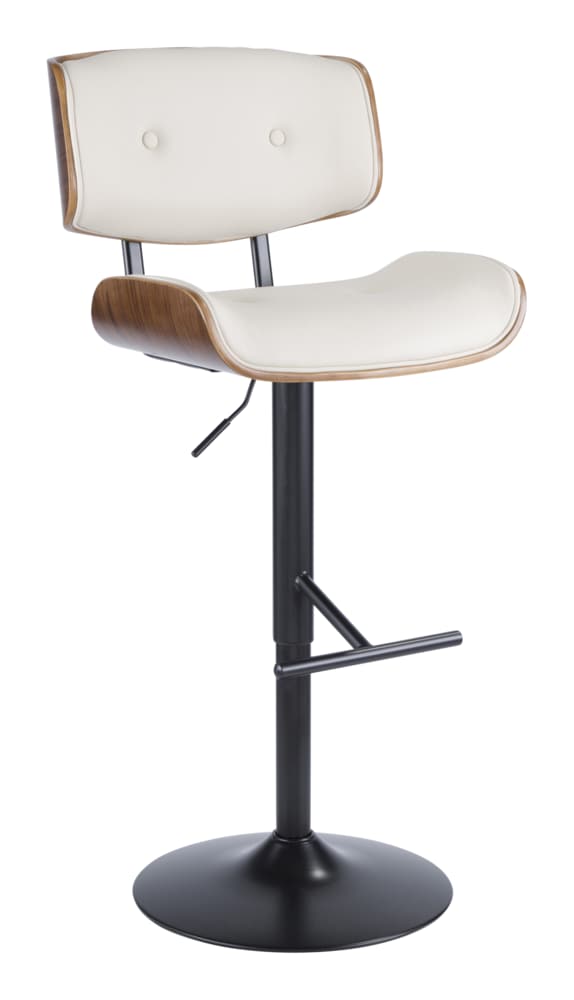 Lombardi PU Leather Swivel Counter/Bar Stool Adjustable Height, Walnut/Cream V2V3