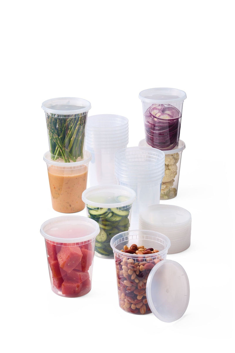 Round Plastic Deli-Style Food Storage Container Set, 32-oz, 40-pc H3L5