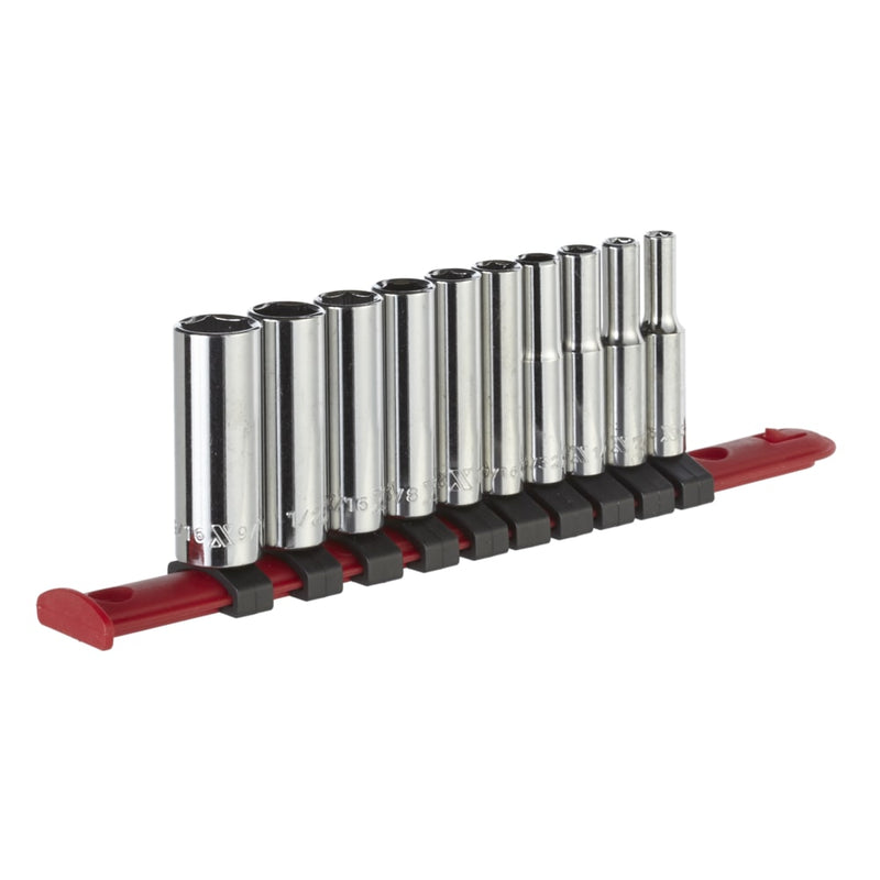 1/4-in Drive Deep Socket Set 10-pc, CRV, Nickel-Chrome Plating J8D0