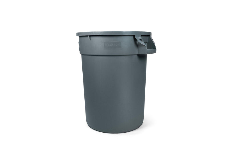 Commercial Circular Outdoor Garbage Can with Lid, Grey D3D1