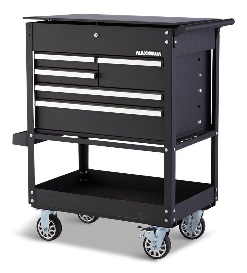 Rolling Mechanics Tool Cart with 5 Drawers, Black, 30-in O8L5