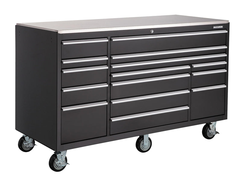 Rolling Tools Storage Cabinet with 15 Drawers, Black, 72-in x 30-in G1V1