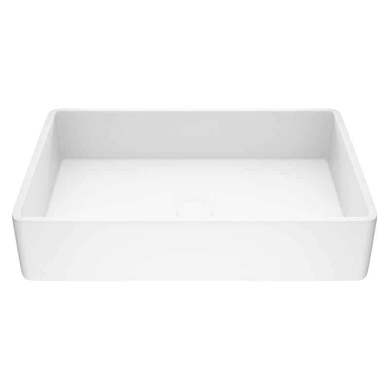 Magnolia Matte Stone Vessel Bathroom Sink/Basin with Deep Bowl, White O5Y3